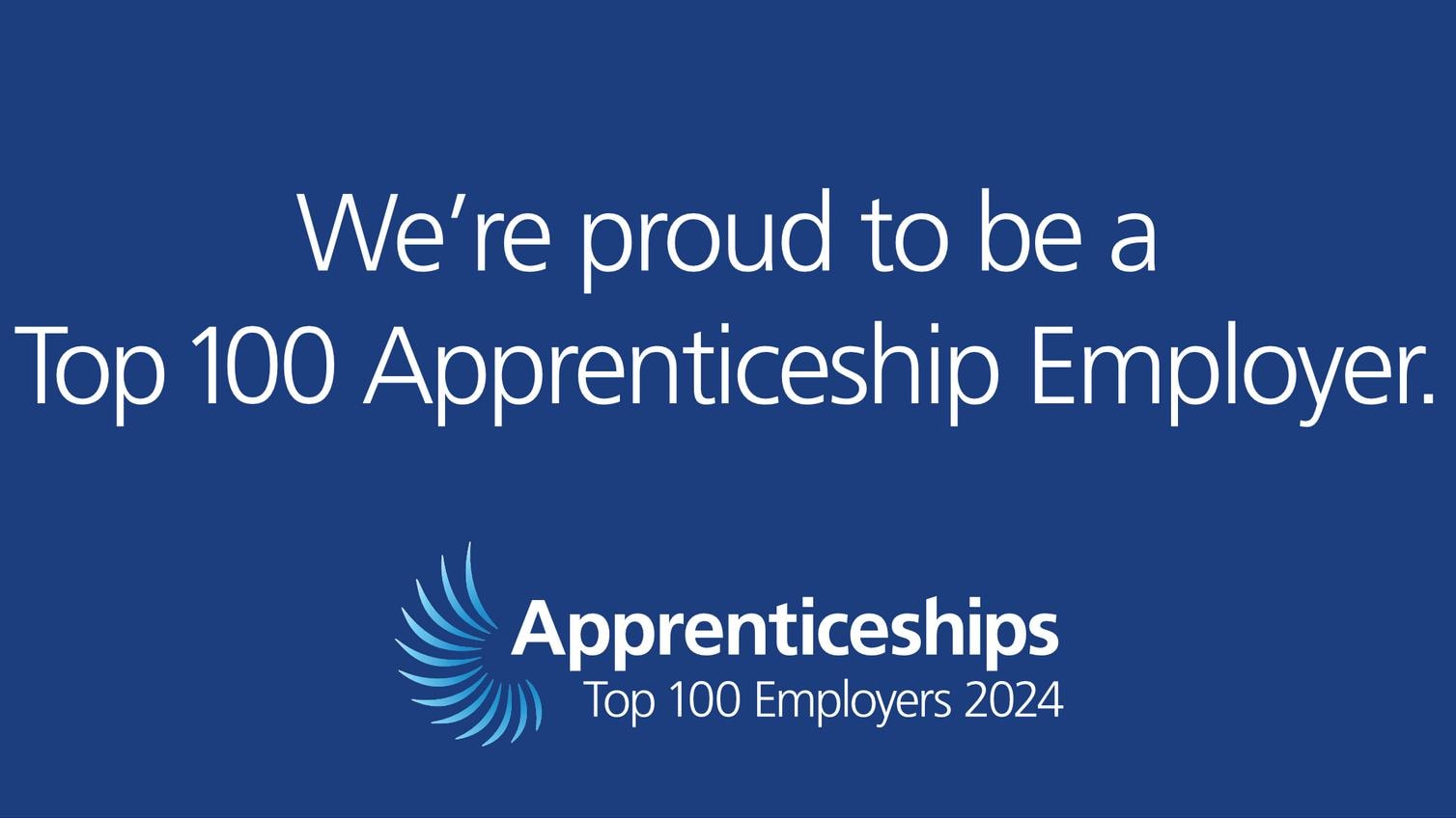 Top 100 AE Social Media rectangle 2024 The Apprenticeships Top 100 Employers logo banner for 2024.